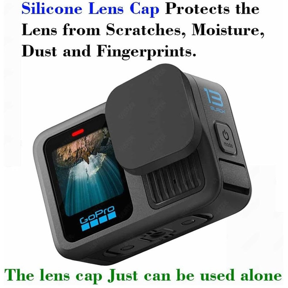 For GoPro Hero 13 Black Tempered Glass Screen Protector Lens Film with Silicone Cover and Wrist Strap Accessories Kit
