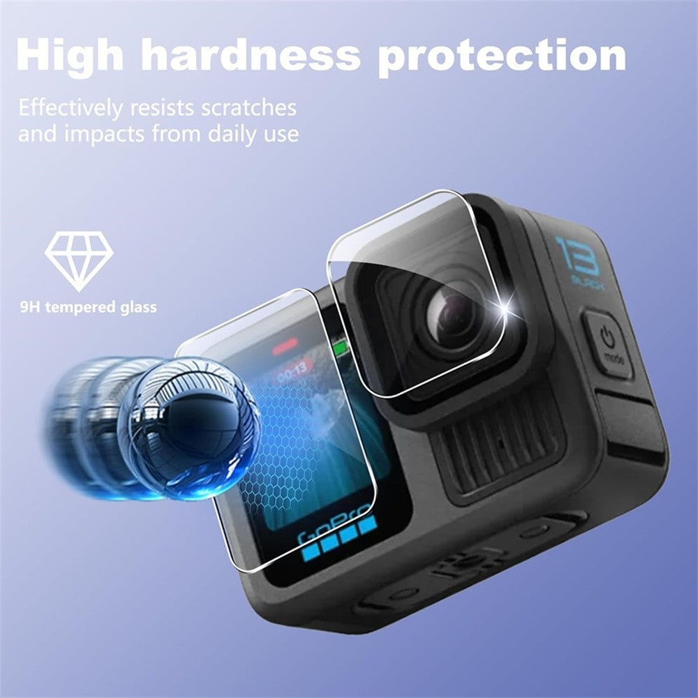 For GoPro Hero 13 Black Tempered Glass Screen Protector Lens Film with Silicone Cover and Wrist Strap Accessories Kit