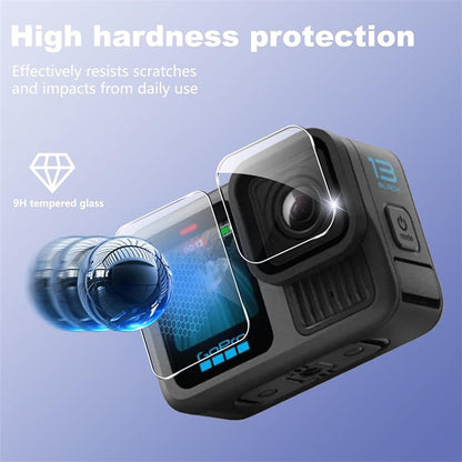 For GoPro Hero 13 Black Tempered Glass Screen Protector Lens Film with Silicone Cover and Wrist Strap Accessories Kit