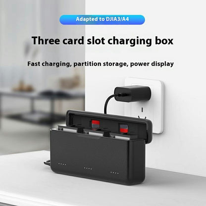 TELESIN S0-BCG-02-TDJ DJI Fast Charging Box For Osmo Action 5 Pro / Action 4 / Action 3 , Battery Charging Case with TF Card Storage