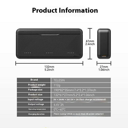 TELESIN S0-BCG-02-TDJ DJI Fast Charging Box For Osmo Action 5 Pro / Action 4 / Action 3 , Battery Charging Case with TF Card Storage