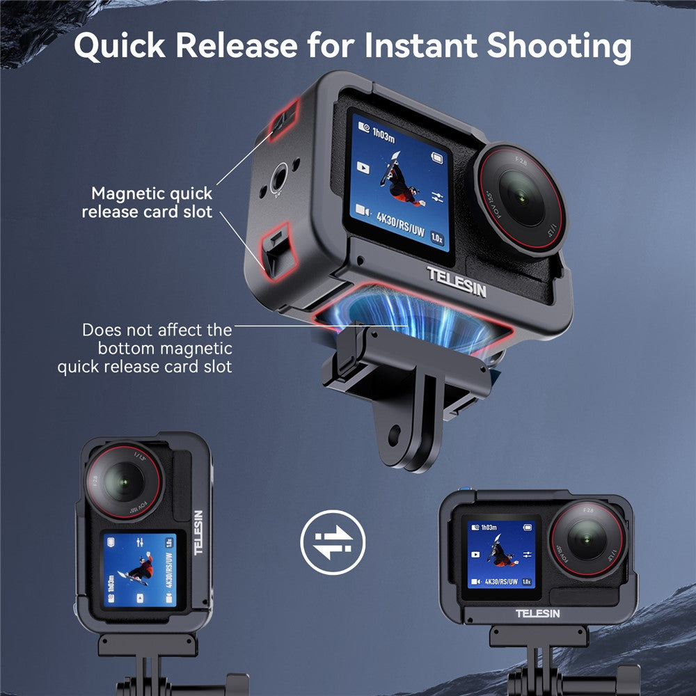 TELESIN S6-FMS-13-TDJ Metal Cage for DJI Osmo Action 5 Pro  /  4  /  3 Aluminum Alloy Frame Sports Camera Protective Housing