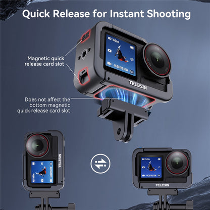 TELESIN S6-FMS-13-TDJ Metal Cage for DJI Osmo Action 5 Pro  /  4  /  3 Aluminum Alloy Frame Sports Camera Protective Housing