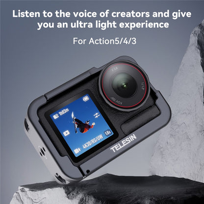 TELESIN S6-FMS-13-TDJ Metal Cage for DJI Osmo Action 5 Pro  /  4  /  3 Aluminum Alloy Frame Sports Camera Protective Housing