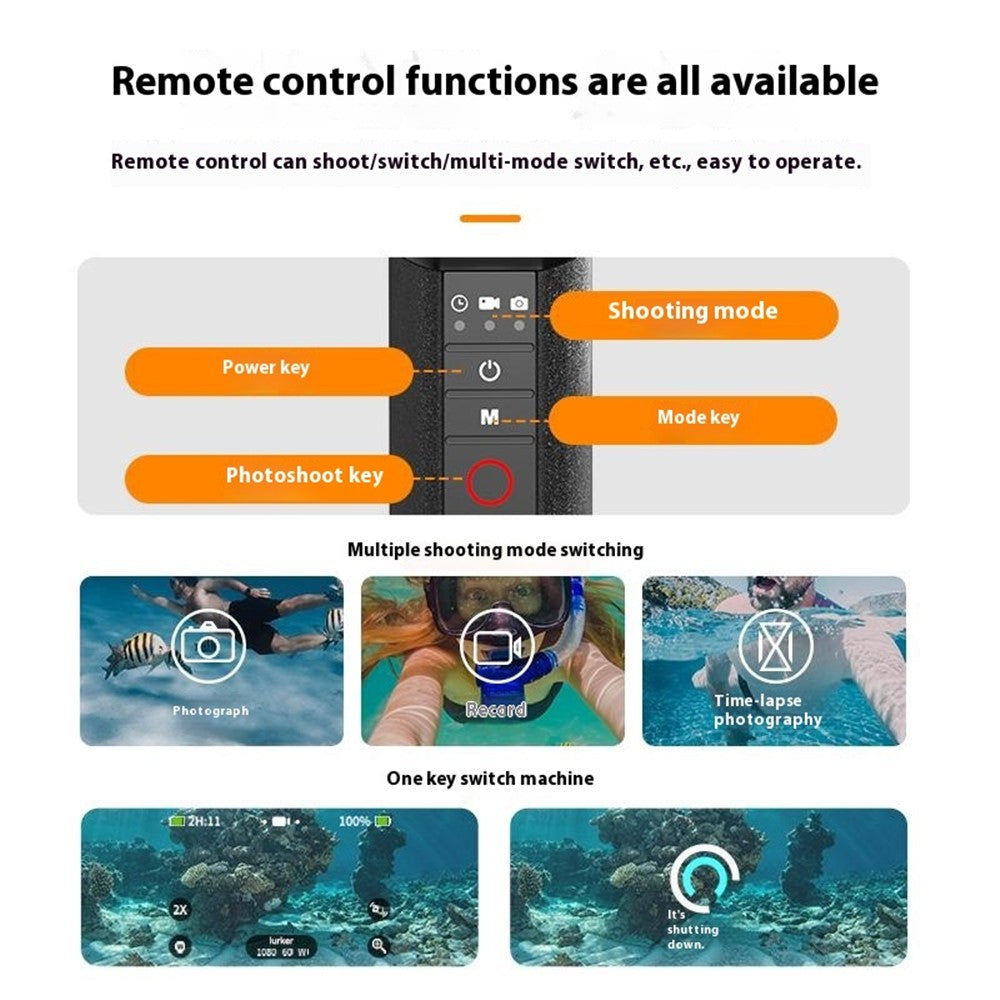 TELESIN S4-FHG-01-TGP For GoPro Hero 12 / 11 / 10 / 9 / 8 Buoyancy Rod Bluetooth-Compatible Underwater Remote Control