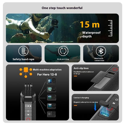 TELESIN S4-FHG-01-TGP For GoPro Hero 12 / 11 / 10 / 9 / 8 Buoyancy Rod Bluetooth-Compatible Underwater Remote Control