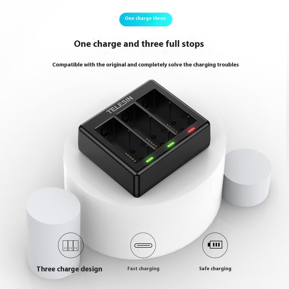 TELESIN S0-BCG-1 For GoPro Hero 13 Battery Charging Dock Base 3 Slots Charging Box
