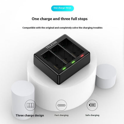 TELESIN S0-BCG-1 For GoPro Hero 13 Battery Charging Dock Base 3 Slots Charging Box