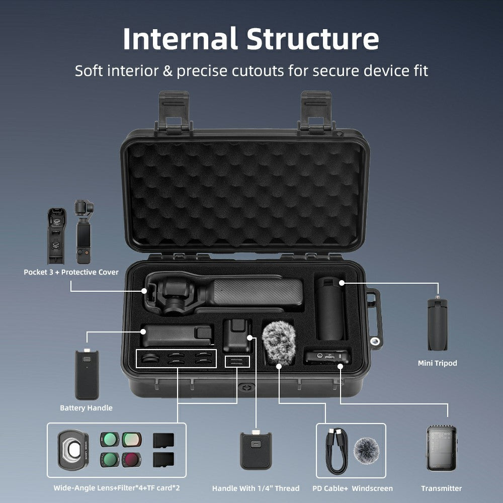 BRDRC Carrying Case for DJI Osmo Pocket 3 Portable Waterproof Hard Storage Bag