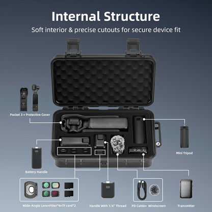 BRDRC Carrying Case for DJI Osmo Pocket 3 Portable Waterproof Hard Storage Bag