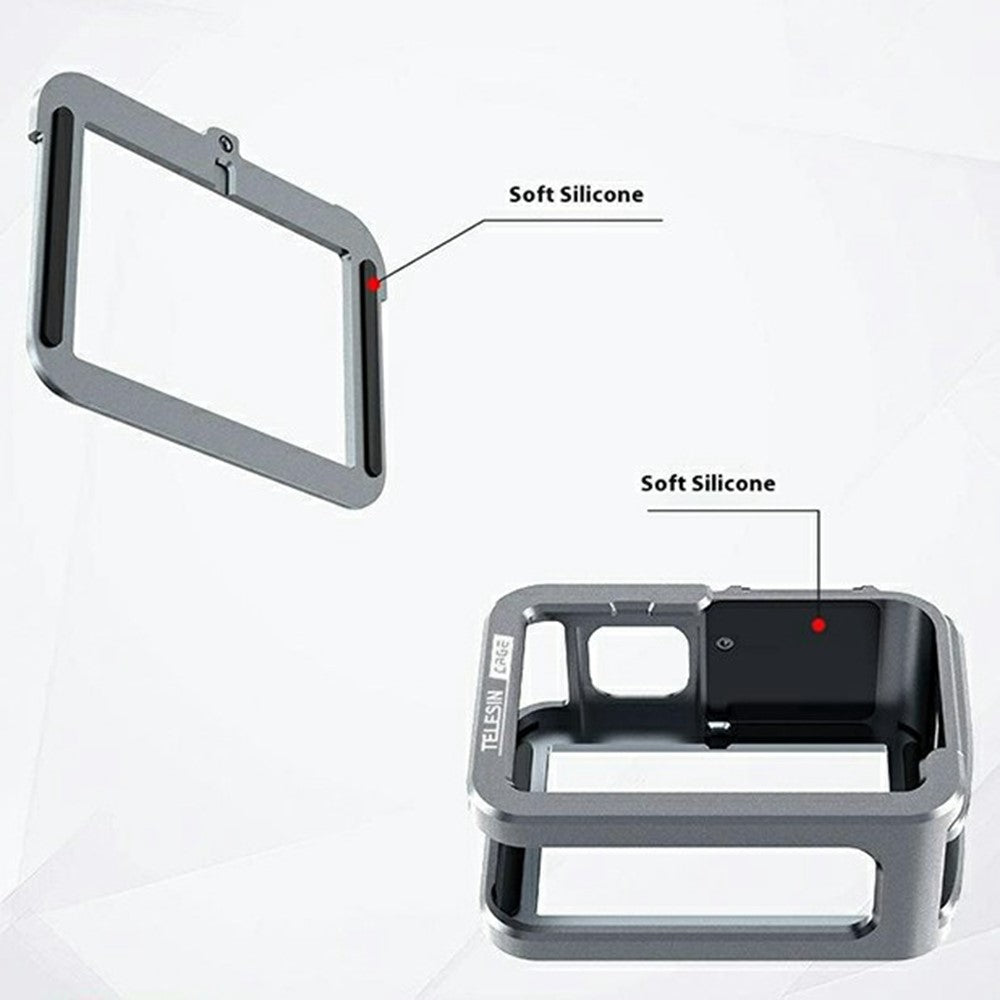 TELESIN 6-FMS-14-TGP Camera Cover for GoPro Hero 13  /  12  /  11 Metal Cage Vertical Shooting Anti Drop Protector