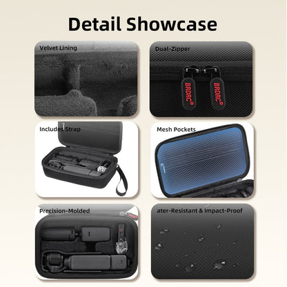 BRDRC For DJI Osmo Pocket 3 Vlogging Camera Storage Bag Hard Shell Waterproof Nylon Carrying Case