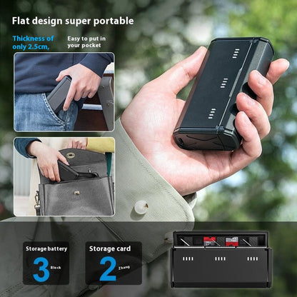 TELESIN S0-BCG-11-TGP For GoPro Hero 13 Portable Charging Case 3-Slot Battery Charger with TF Card Storage