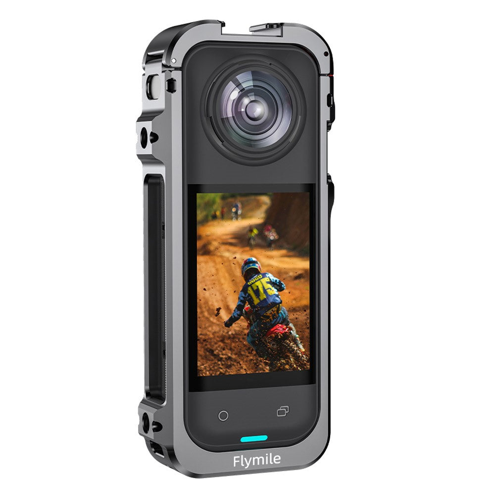 FLYMILE For Insta360 X5 Protective Cage Multifunctional Expansion Metal Frame with Cold Shoe, 1 / 4" Screw