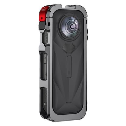 FLYMILE For Insta360 X5 Protective Cage Multifunctional Expansion Metal Frame with Cold Shoe, 1 / 4" Screw