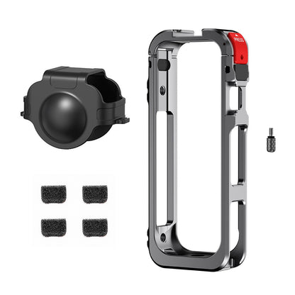 FLYMILE For Insta360 X5 Protective Cage Multifunctional Expansion Metal Frame with Cold Shoe, 1 / 4" Screw