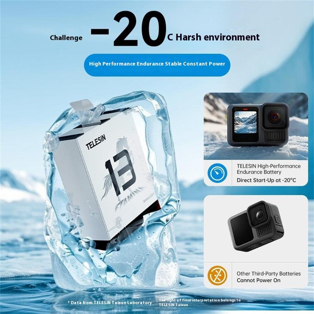 TELESIN S0-BTR-09-TGP For GoPro Hero 13 Sport Camera 1950mAh 7.4Wh Rechargeable Battery for Low Temperature