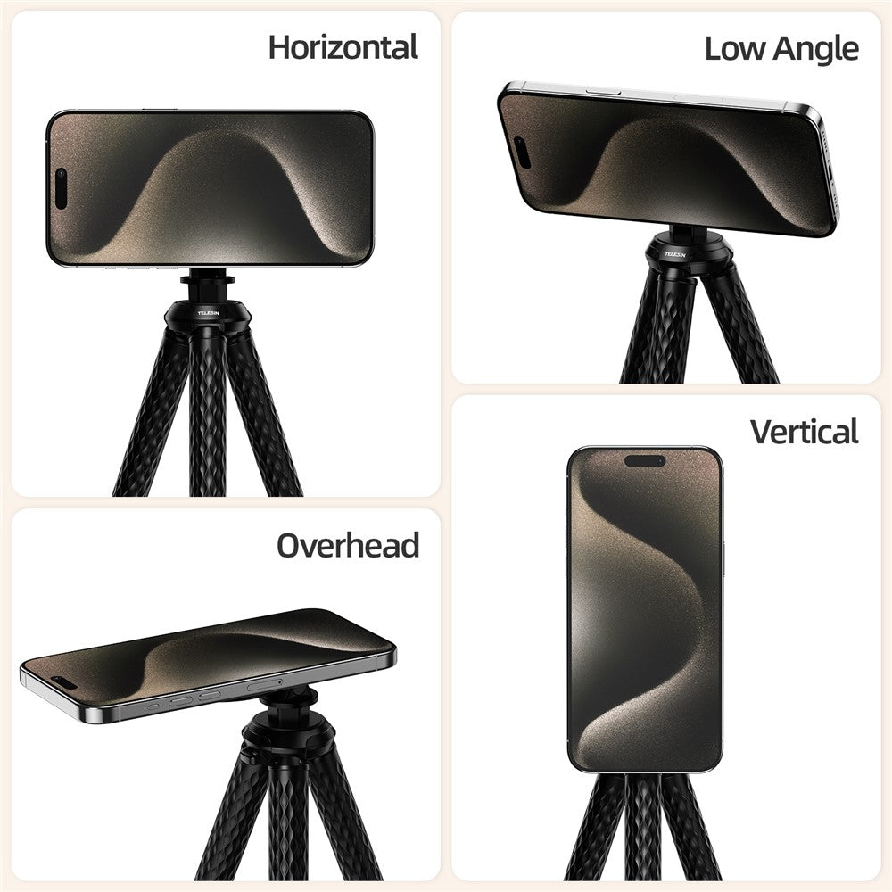 TELESIN P3-FM-02 Magnetic Phone Tripod Flexible Octopus Desktop Stand Adjustable Angle