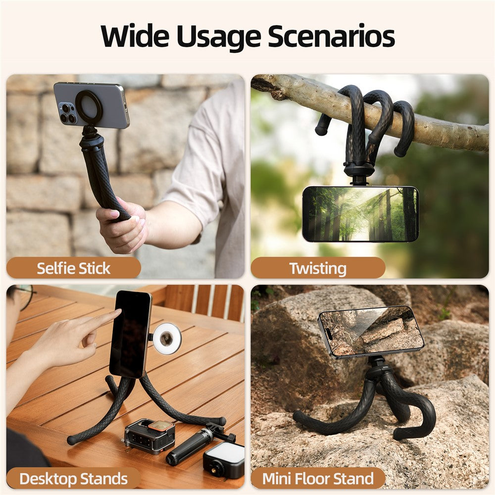 TELESIN P3-FM-02 Magnetic Phone Tripod Flexible Octopus Desktop Stand Adjustable Angle