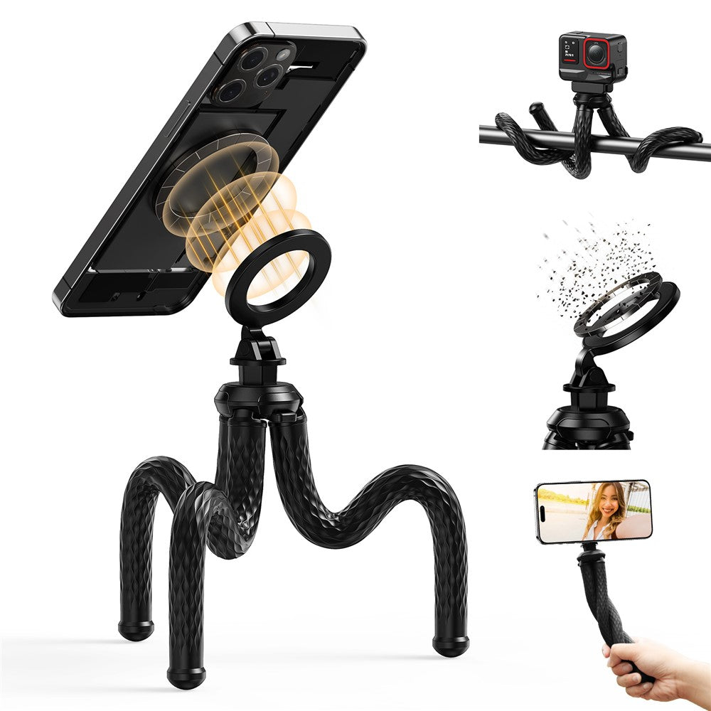 TELESIN P3-FM-02 Magnetic Phone Tripod Flexible Octopus Desktop Stand Adjustable Angle