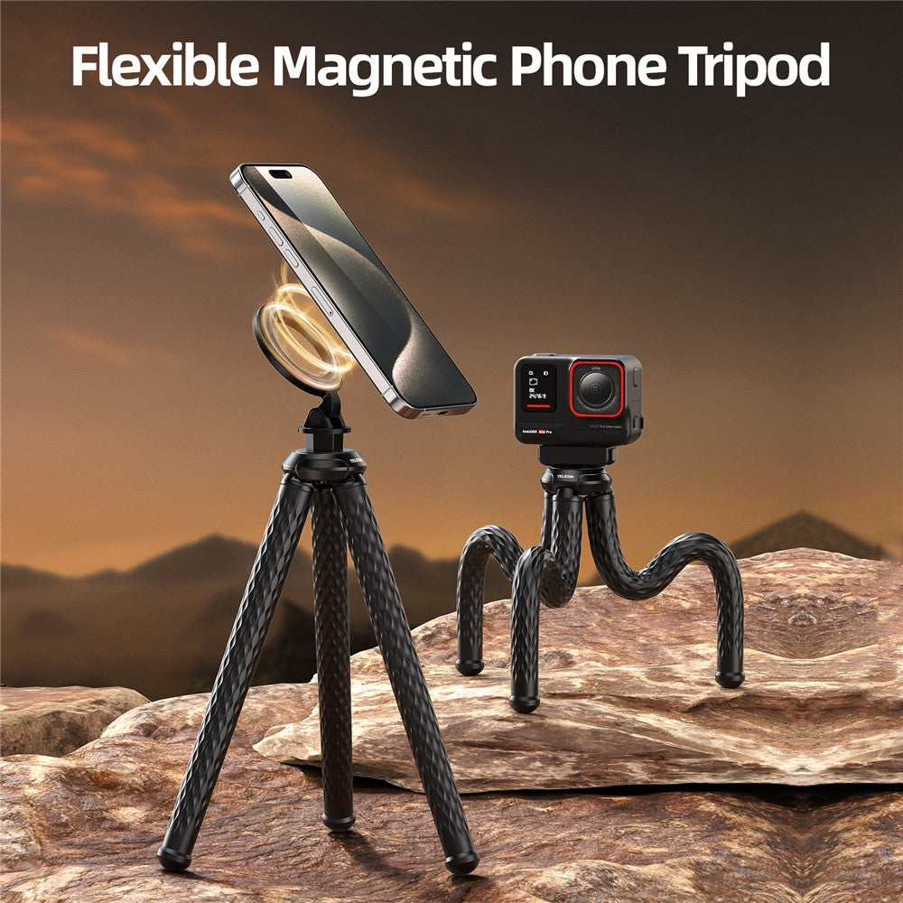 TELESIN P3-FM-02 Magnetic Phone Tripod Flexible Octopus Desktop Stand Adjustable Angle