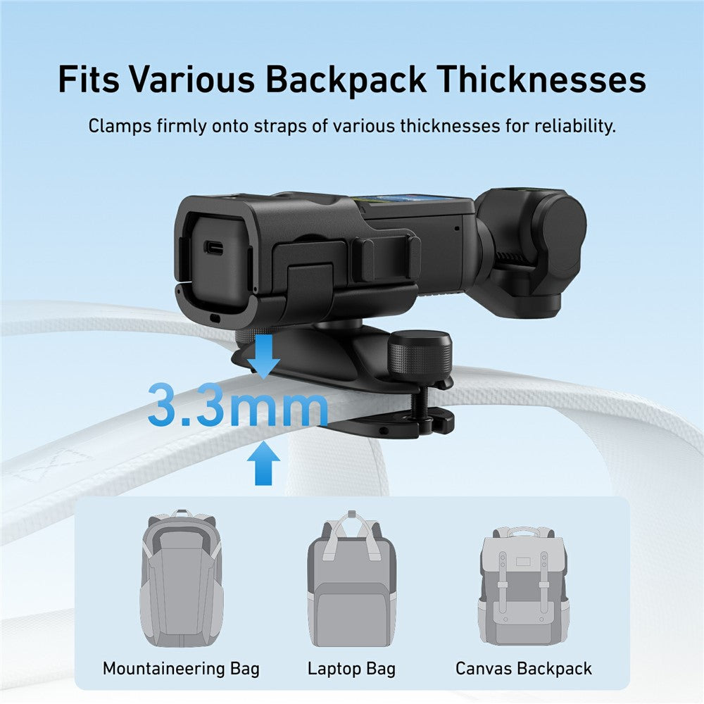 TELESIN S3-JFM-02-TDJ For DJI Osmo Pocket 3 Backpack Quick Release Mount Dual Shoulder Bag Fixing Clip