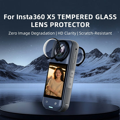 For Insta360 X5 Tempered Glass Lens Protector 2Pcs HD Optical Glass Lens Cover with Multi Layer Anti Reflective Coating