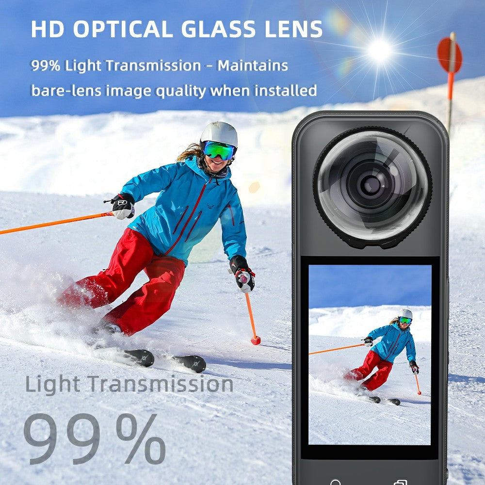For Insta360 X5 Tempered Glass Lens Protector 2Pcs HD Optical Glass Lens Cover with Multi Layer Anti Reflective Coating
