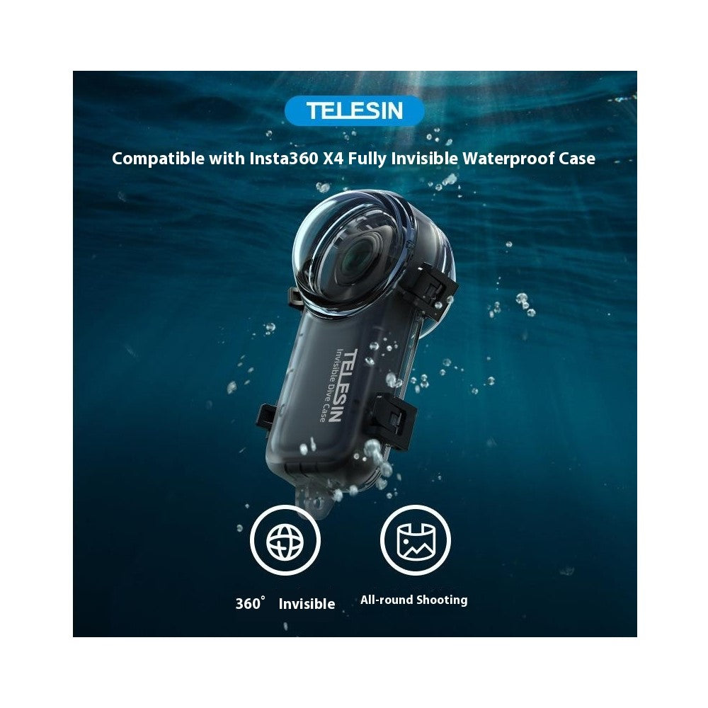 TELESIN S4-WTP-08-TIS For Insta360 X4 Camera 50m Underwater Waterproof Case Diving Protective Shell