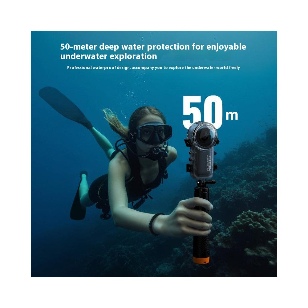 TELESIN S4-WTP-08-TIS For Insta360 X4 Camera 50m Underwater Waterproof Case Diving Protective Shell