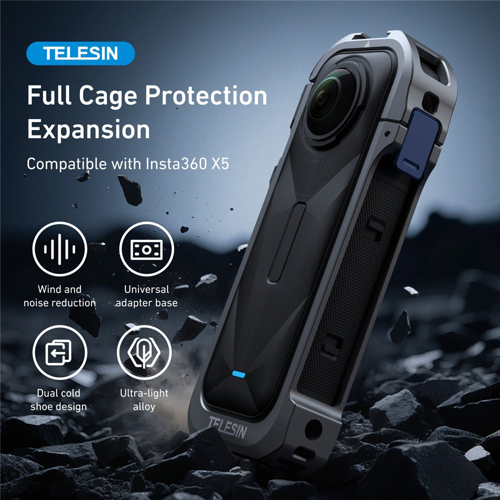 TELESIN S6-FMS-19-TIS For Insta360 X5 Camera Protective Case Frame Cold Shoe Cage
