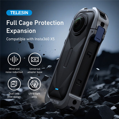 TELESIN S6-FMS-19-TIS For Insta360 X5 Camera Protective Case Frame Cold Shoe Cage