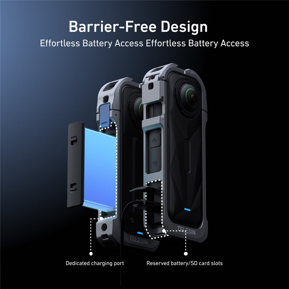 TELESIN S6-FMS-19-TIS For Insta360 X5 Camera Protective Case Frame Cold Shoe Cage
