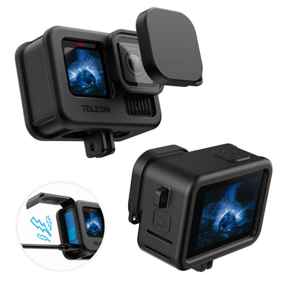 TELESIN S6-PTC-010-TGP Silicone Protective Case For GoPro Hero 13 / 12 / 11 / 10 / 9 Lens Cap Shockproof Cover with Neck / Wrist Strap