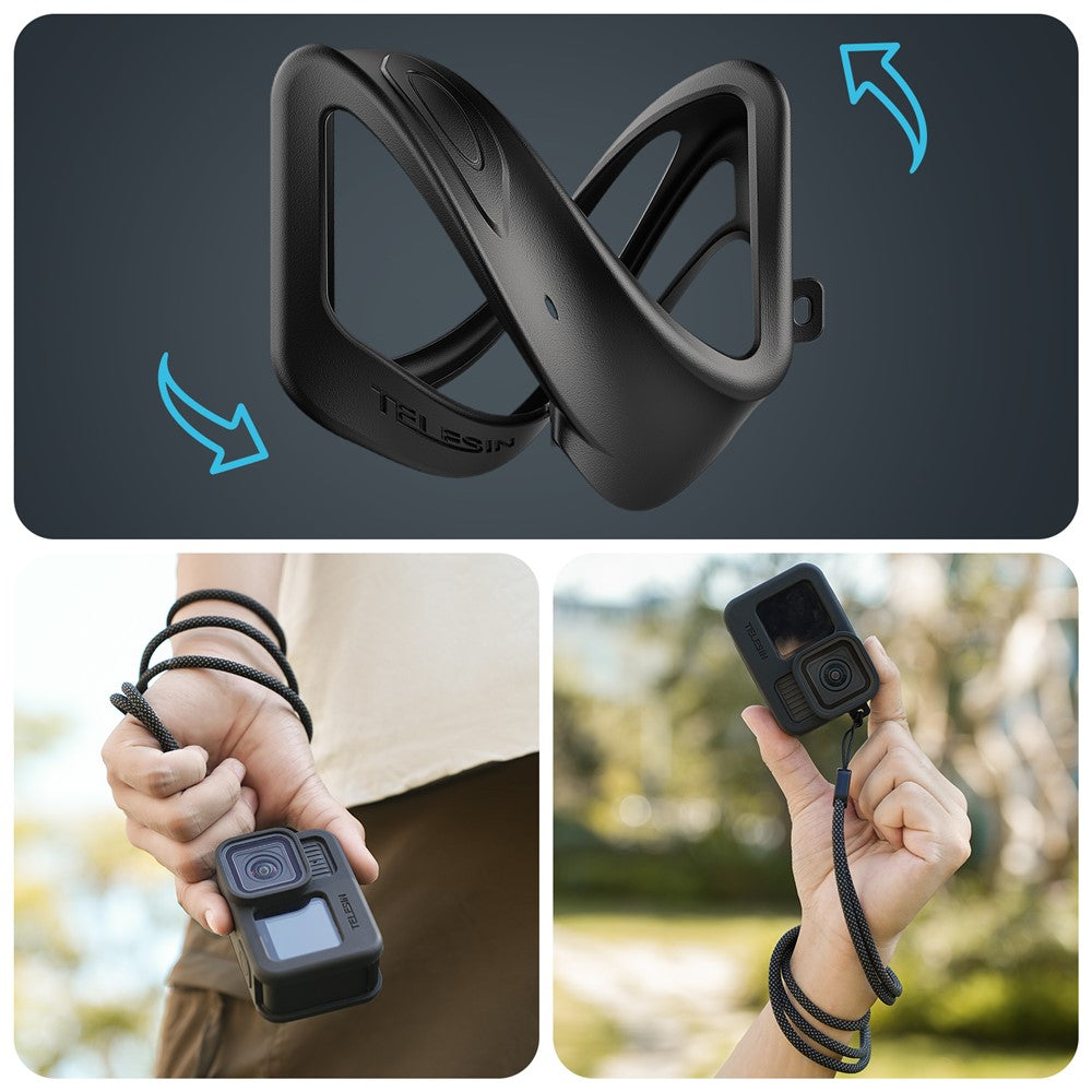 TELESIN S6-PTC-010-TGP Silicone Protective Case For GoPro Hero 13 / 12 / 11 / 10 / 9 Lens Cap Shockproof Cover with Neck / Wrist Strap