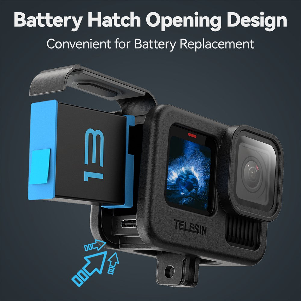 TELESIN S6-PTC-010-TGP Silicone Protective Case For GoPro Hero 13 / 12 / 11 / 10 / 9 Lens Cap Shockproof Cover with Neck / Wrist Strap