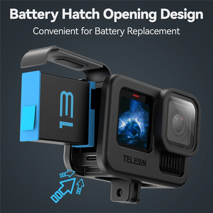 TELESIN S6-PTC-010-TGP Silicone Protective Case For GoPro Hero 13 / 12 / 11 / 10 / 9 Lens Cap Shockproof Cover with Neck / Wrist Strap