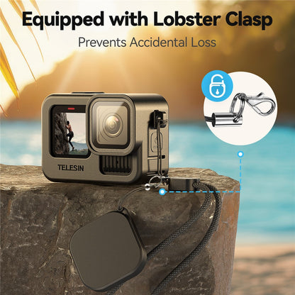 TELESIN S6-PTC-010-TGP Silicone Protective Case For GoPro Hero 13 / 12 / 11 / 10 / 9 Lens Cap Shockproof Cover with Neck / Wrist Strap