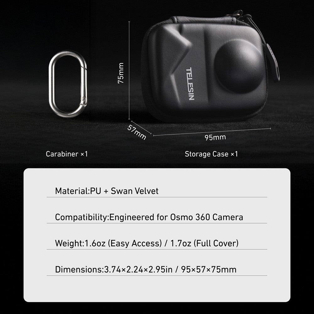 TELESIN S6-PRC-21-TDJ For DJI Osmo 360 Camera Mini Protective Bag Full Enclosed Carrying Case