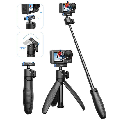TELESIN S1-MNP-13-TDJ Retractable Tripod for DJI Osmo 360 / Action 5 Pro / 4 / 3 Camera Mini Selfie Stick