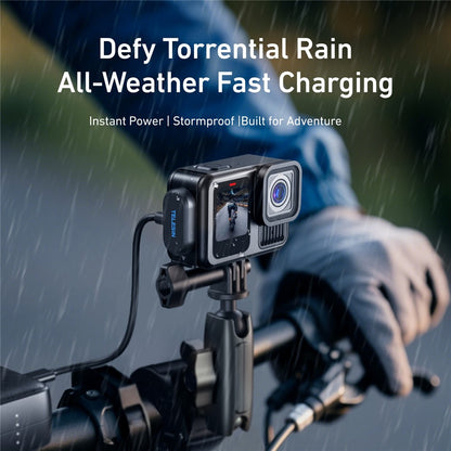 TELESIN S6-CLC-01-TGP For GoPro Hero 13 / 12 / 11 / 10 / 9 Magnetic Charging Cable with Side Cover IPX5 Waterproof Quick Release