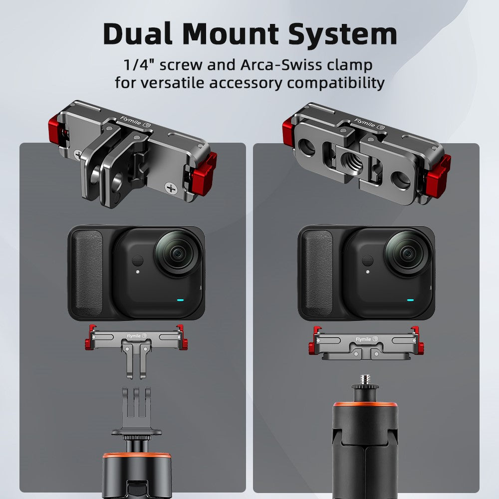 FLYMILE For Insta360 Go Ultra Magnetic Mount Adapter Quick Release Base Shockproof Metal Camera Accessories