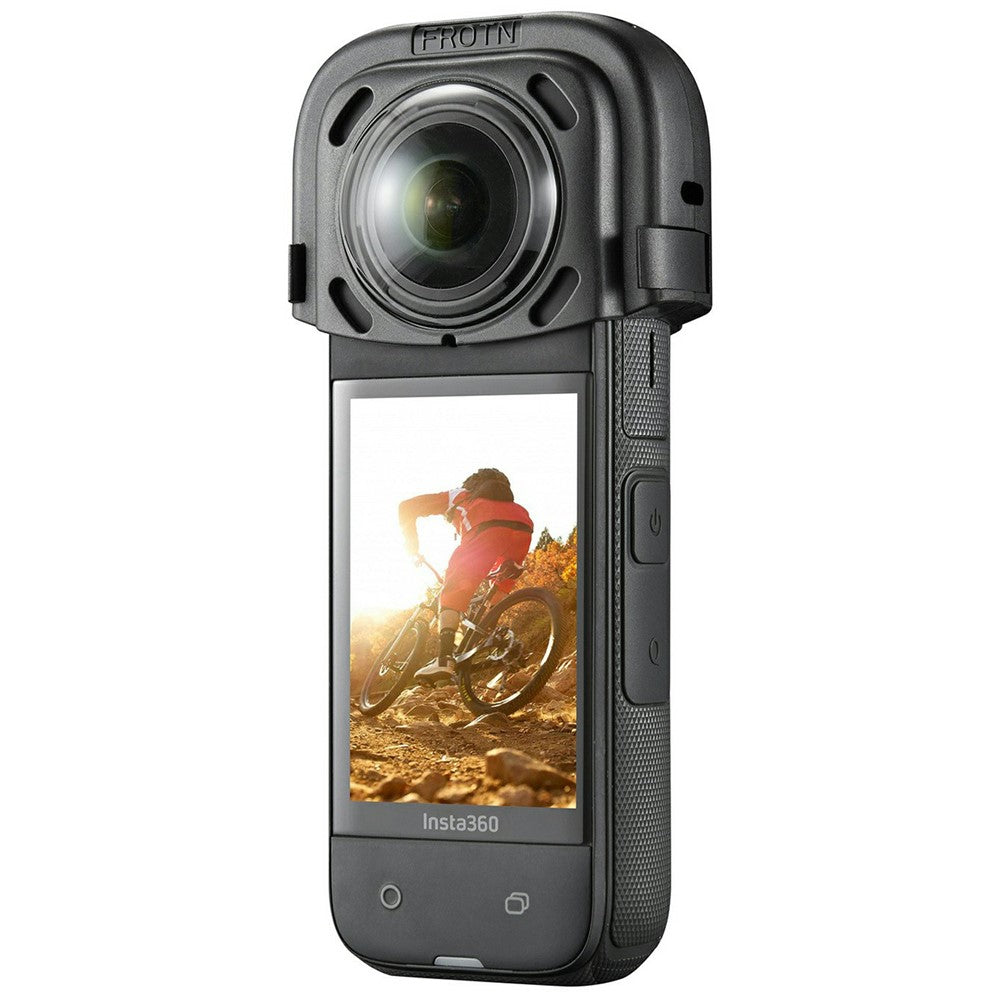 086 For Insta360 X4 Action Camera Lens Protector ABS + Tempered Glass Snap-on Lens Guard