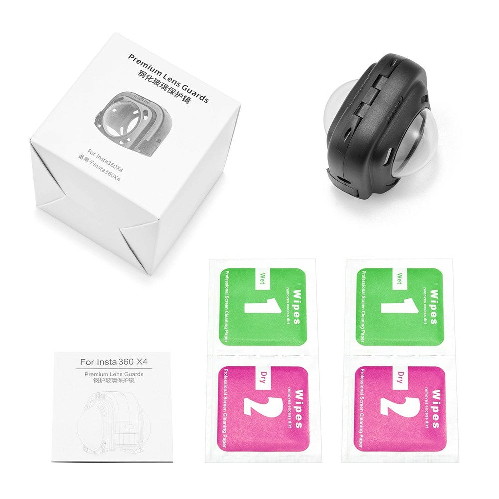 086 For Insta360 X4 Action Camera Lens Protector ABS + Tempered Glass Snap-on Lens Guard