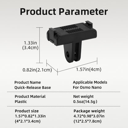 FLYMILE For DJI Osmo Nano / Action 6 Camera Magnetic Quick Release Adapter Two Claw Mount Base
