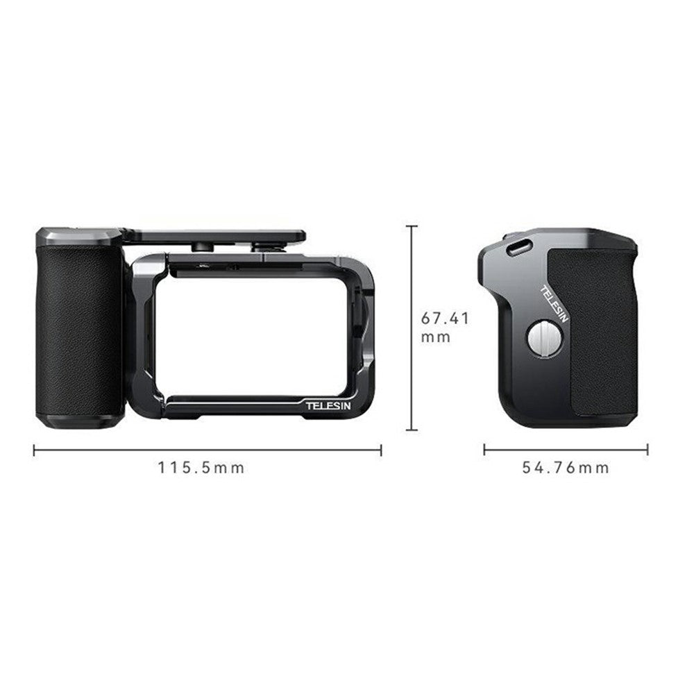 TELESIN For DJI Osmo Action 6 Street Photography Handle Kit Aluminum Alloy Quick-Release Camera Cage with TF Card Slot