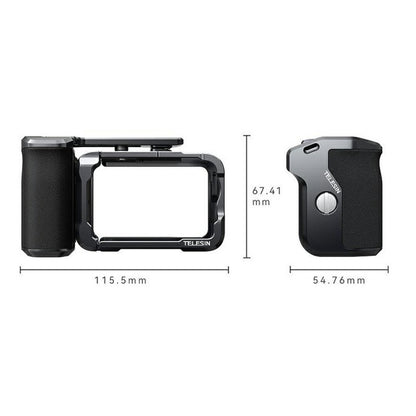 TELESIN For DJI Osmo Action 6 Street Photography Handle Kit Aluminum Alloy Quick-Release Camera Cage with TF Card Slot