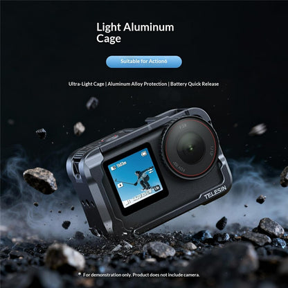 TELESIN S6-FMS-35-TDJ For DJI Osmo Action 6 Aluminum Alloy Camera Cage Ultra Light Shockproof Action Camera Protective Case