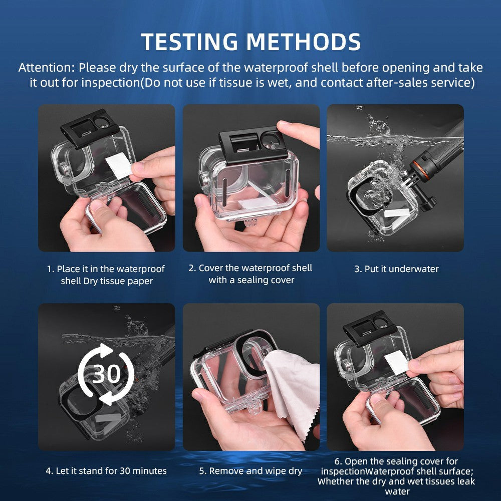 For DJI Osmo Action 6 60m Depth Camera Waterproof Case Transparent PC + Tempered Glass Anti Fog Underwater Housing