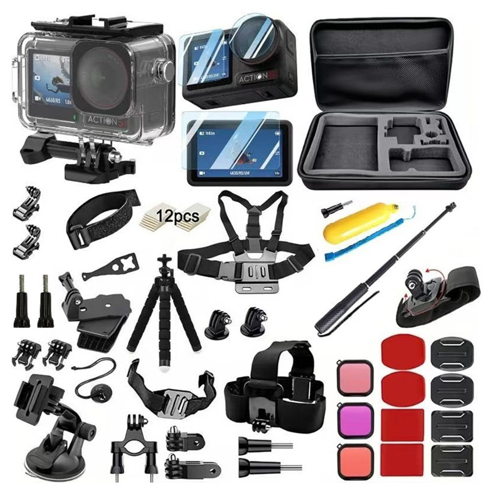 55 in 1 Camera Mount Accessory Kit for DJI Osmo Action 5 Pro / 4 / 3 Waterproof Housing with Filters Set